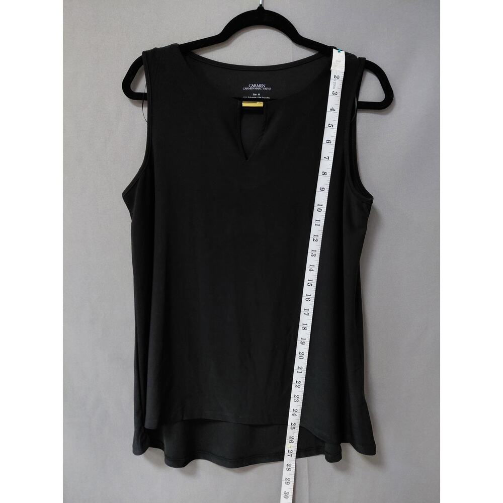 Carmen Marc Valvo Polyester Blend Black Lightweight Top Women Size M - Picture 5 of 11